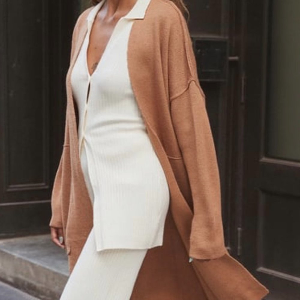 Lulus Cardigan Long Tan XS